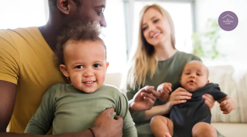 parents and children bonding as family with dads postpartum support